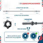 Barra Mancuernas Pesas Discos Recta
